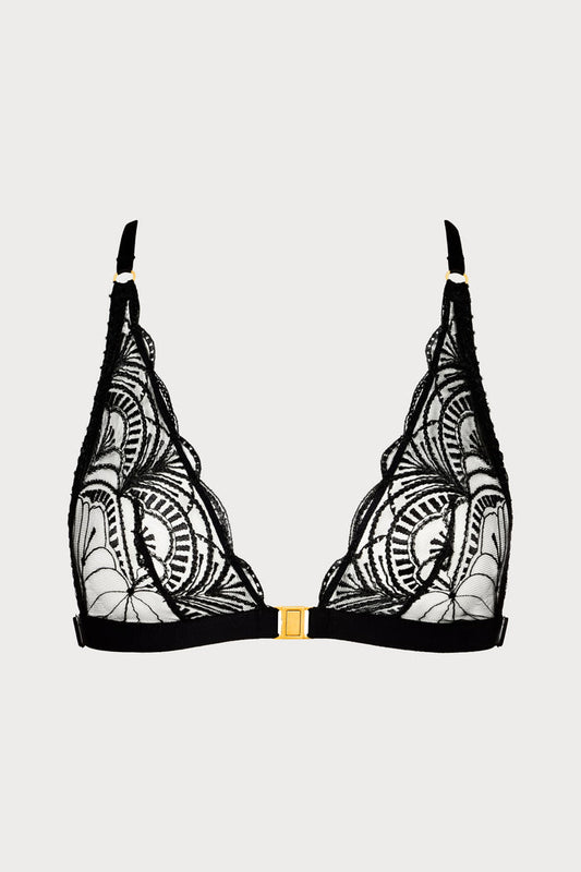 Vibes Black Embroidery Bralette, Size M