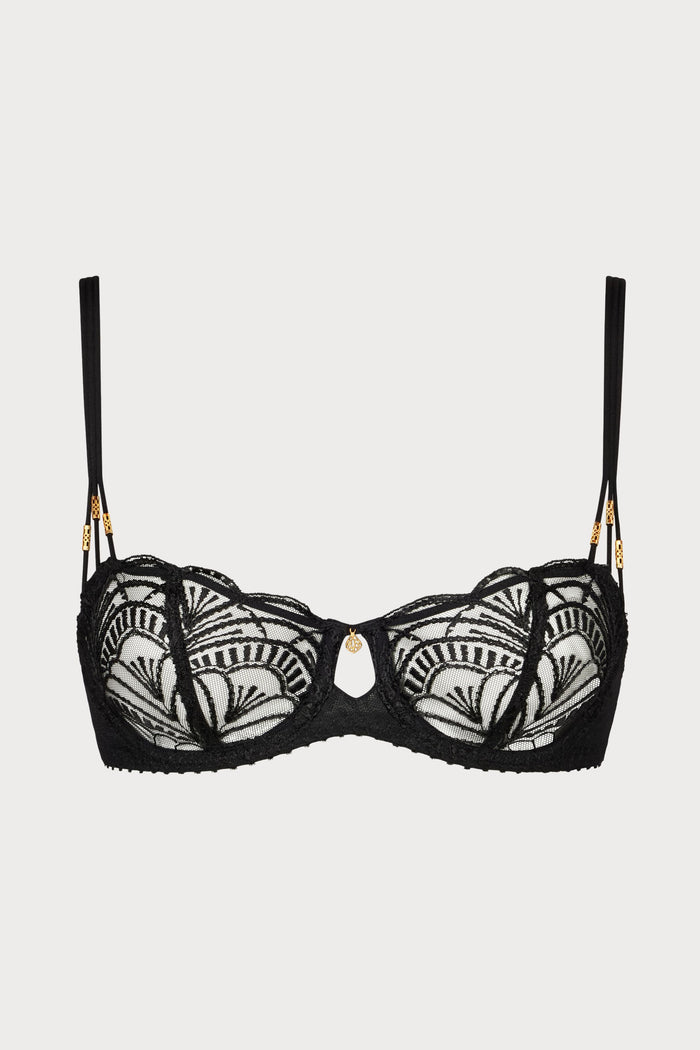 Vibes Black Embroidery Half Cup Bra