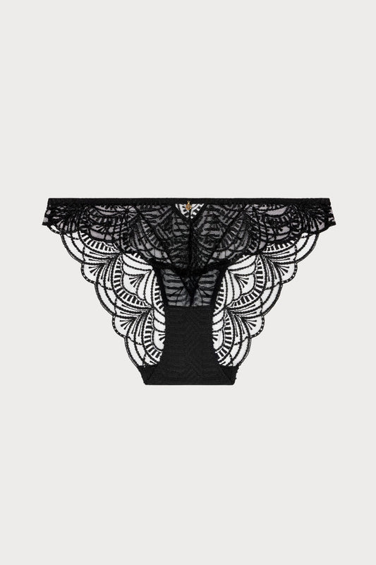Vibes Black Embroidery Italian Brief