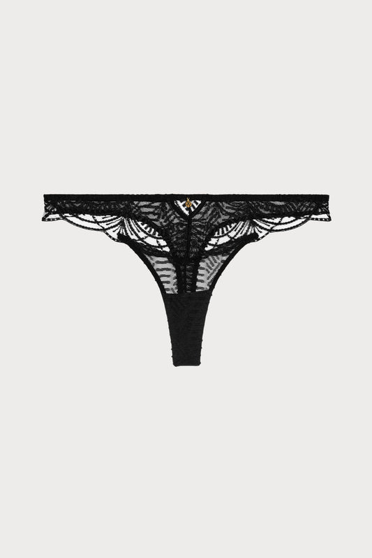 Vibes Black Embroidery Tanga