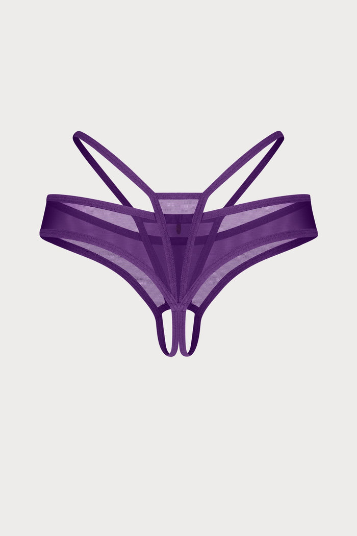 Vibres Purple Crotchless Thong