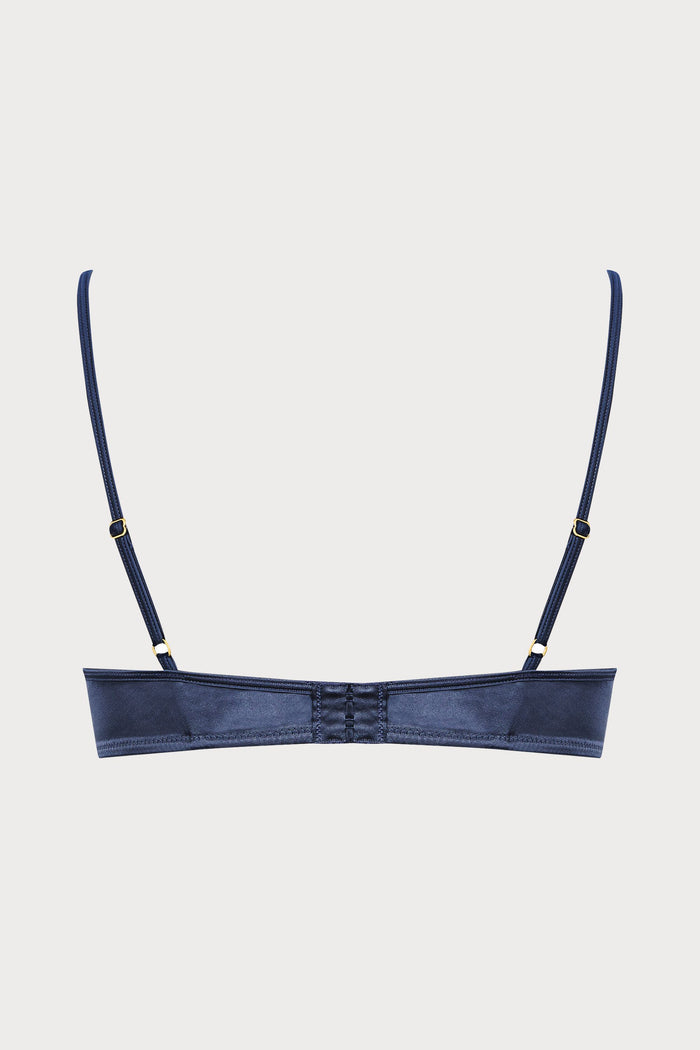 Villa Satine Navy Lace Wire Bra, Size UK 32B
