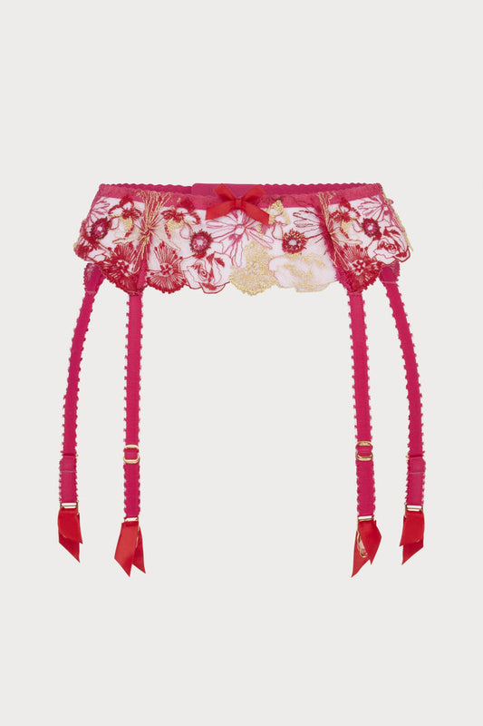 Agent Provocateur Zuri Suspender Fuchsia/Red/Gold